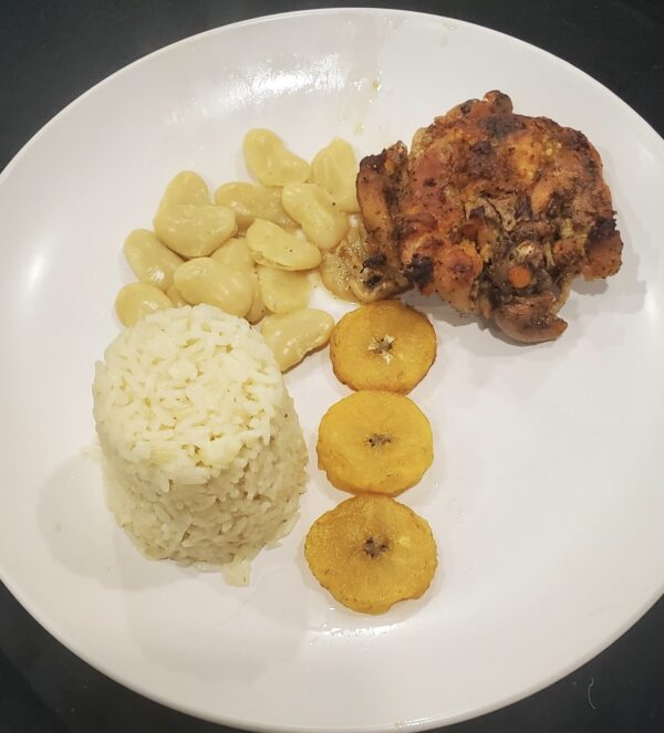 Butter Beans-Bake Chicken Thigh-Plantains