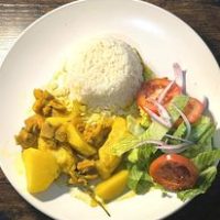 Rice- Curry Chicken & Potatoes-Salad